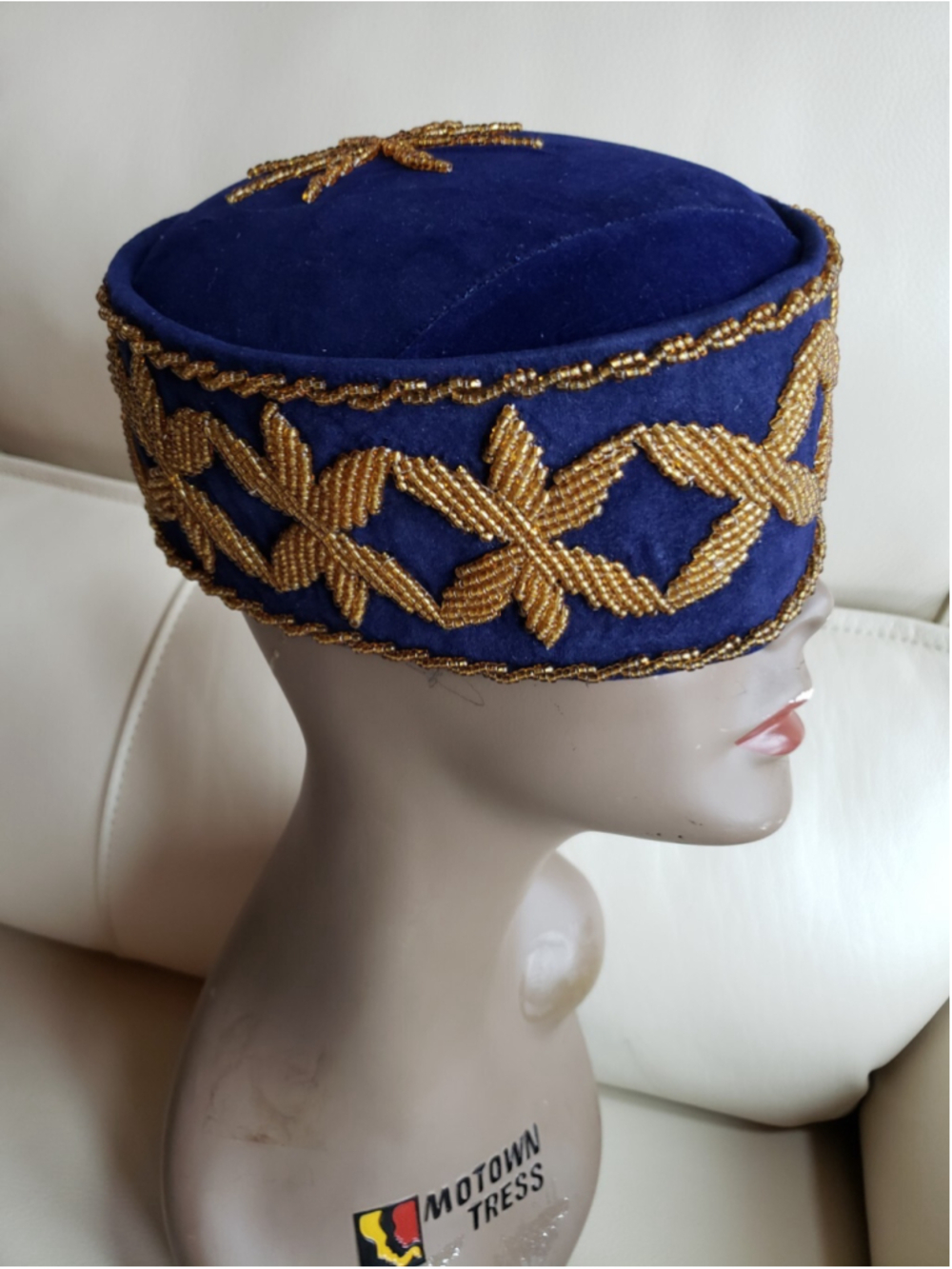 African IBO IGBO IBIBIO Traditional Cultural Wedding Occasions Velvet CAP 24.5in